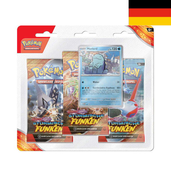 Pokemon Karmesin & Purpur 08 Stürmische Funken 3-Pack Blister DE
