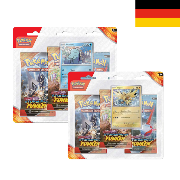 Pokemon Karmesin & Purpur 08 Stürmische Funken 3-Pack Blister DE